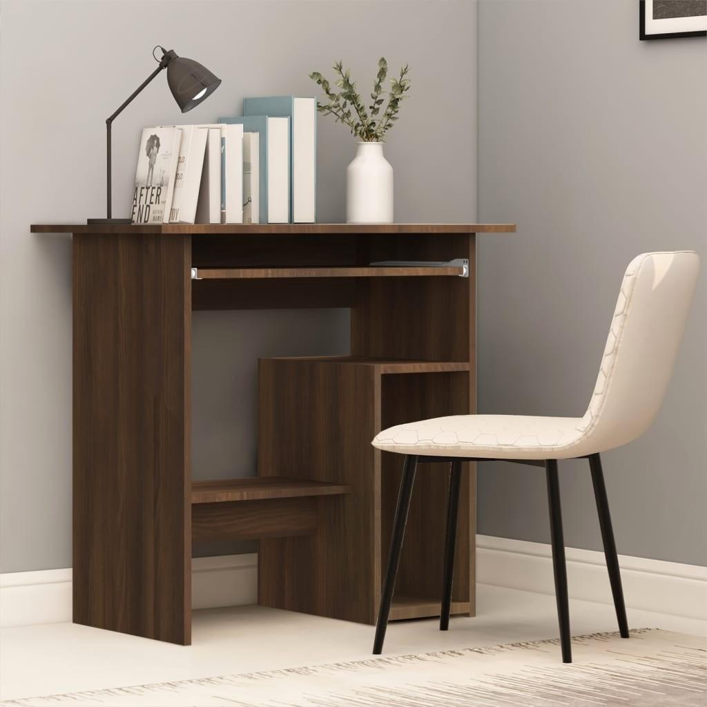 Skrivebord 80x45x74 cm konstrueret træ brun egetræsfarve