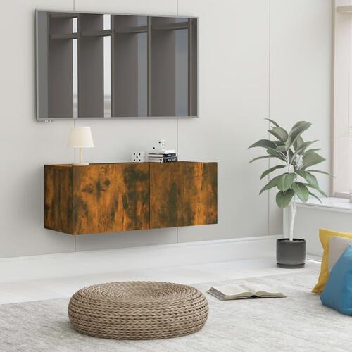 Tv-bord 80x30x30 cm konstrueret træ røget egetræsfarve