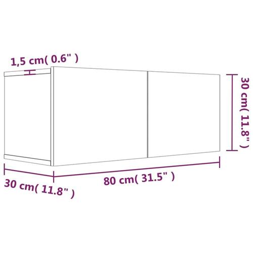 Tv-bord 80x30x30 cm konstrueret træ grå sonoma-eg