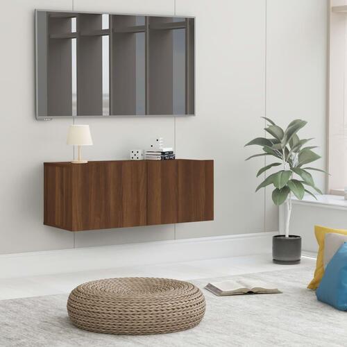Tv-bord 80x30x30 cm konstrueret træ brun egetræsfarve