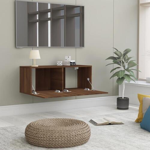 Tv-bord 80x30x30 cm konstrueret træ brun egetræsfarve