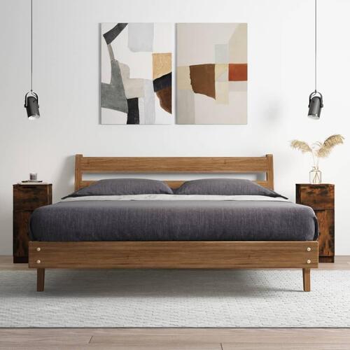 Skænke 2 stk. 30x30x70 cm konstrueret træ røget egetræ
