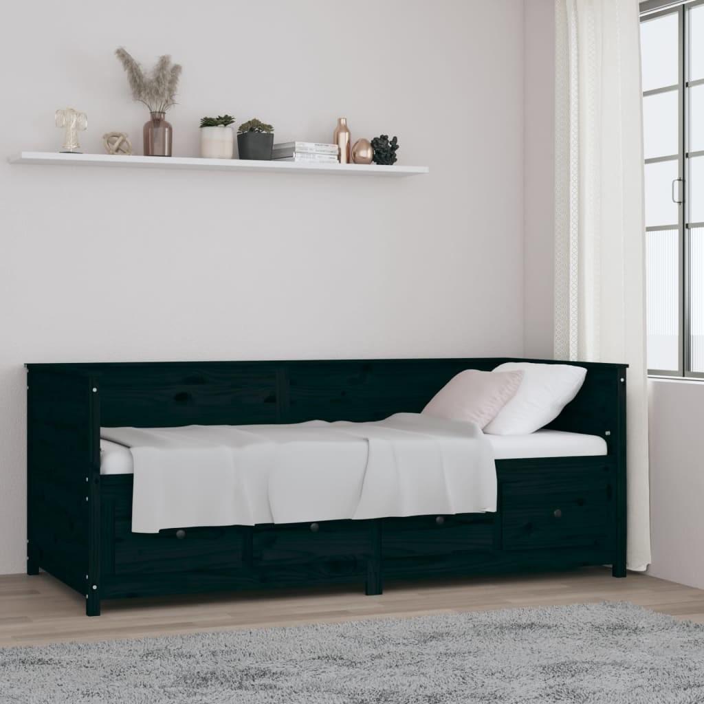 Daybed 90x200 cm massivt fyrretræ sort