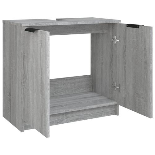 Badeværelsesskab 64,5x33,5x59 cm konstrueret træ grå sonoma-eg