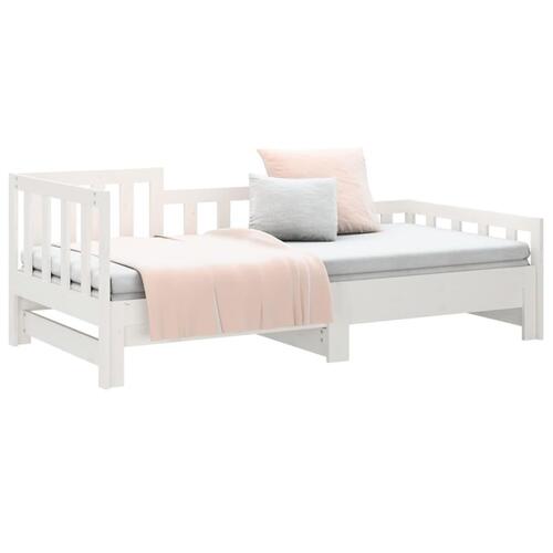 Daybed med udtræk 2x(80x200) cm massivt fyrretræ hvid