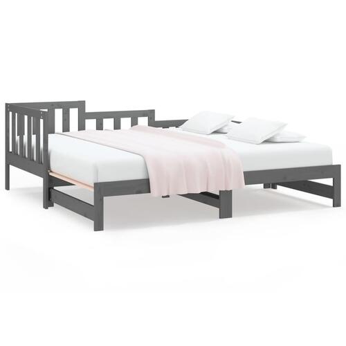 Daybed med udtræk 2x(80x200) cm massivt fyrretræ grå