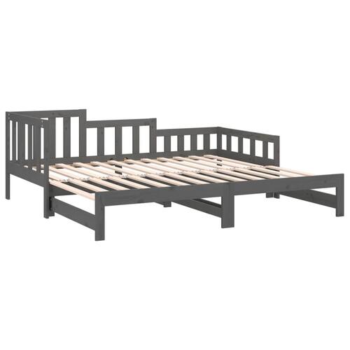 Daybed med udtræk 2x(80x200) cm massivt fyrretræ grå