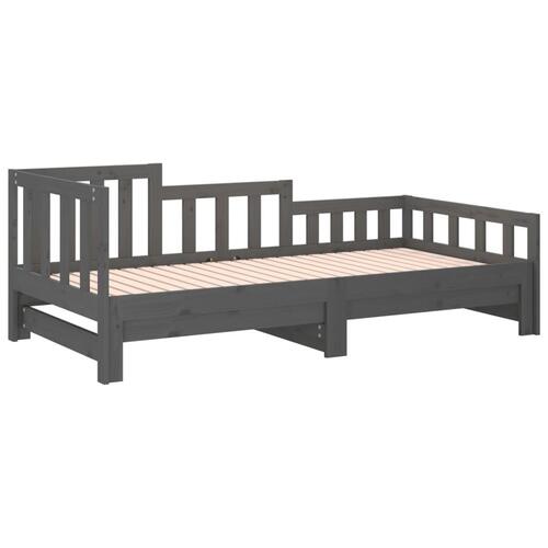 Daybed med udtræk 2x(80x200) cm massivt fyrretræ grå