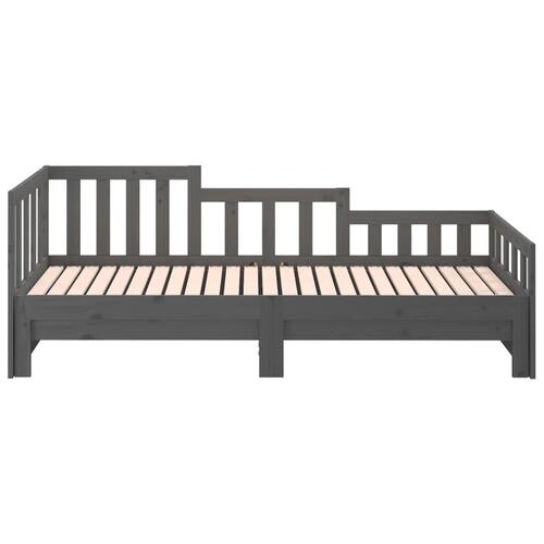 Daybed med udtræk 2x(80x200) cm massivt fyrretræ grå