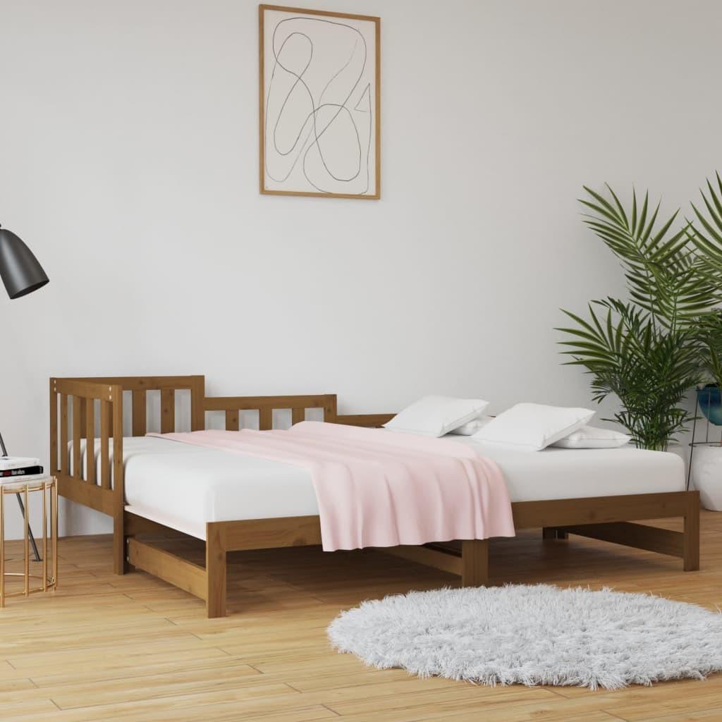 Daybed med udtræk 2x(80x200) cm massivt fyrretræ gyldenbrun