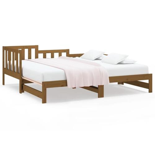 Daybed med udtræk 2x(80x200) cm massivt fyrretræ gyldenbrun