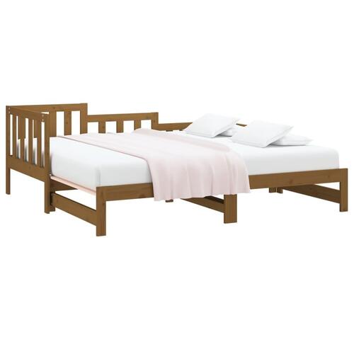 Daybed med udtræk 2x(80x200) cm massivt fyrretræ gyldenbrun