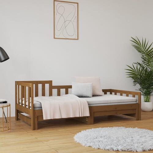Daybed med udtræk 2x(80x200) cm massivt fyrretræ gyldenbrun