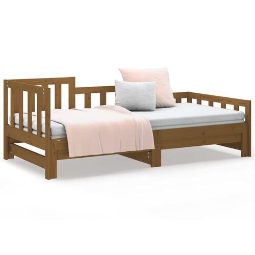 Daybed med udtræk 2x(80x200) cm massivt fyrretræ gyldenbrun