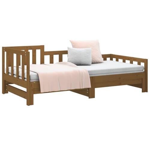 Daybed med udtræk 2x(80x200) cm massivt fyrretræ gyldenbrun