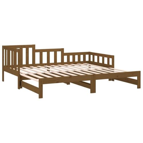 Daybed med udtræk 2x(80x200) cm massivt fyrretræ gyldenbrun