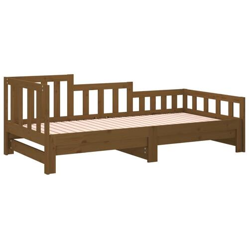 Daybed med udtræk 2x(80x200) cm massivt fyrretræ gyldenbrun