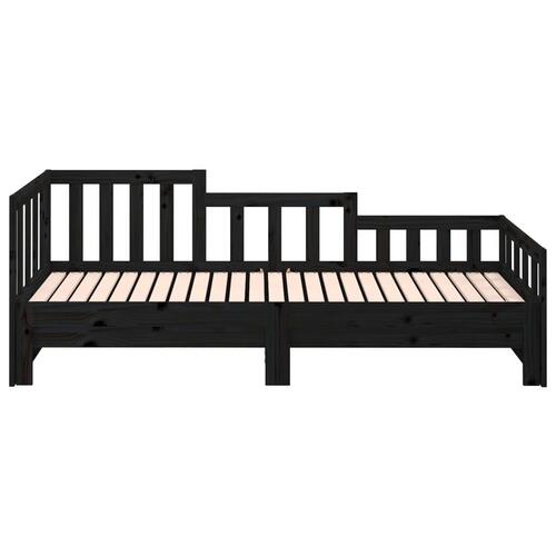 Daybed med udtræk 2x(80x200) cm massivt fyrretræ sort