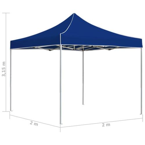 Foldbart festtelt 2 x 2 m aluminium blå