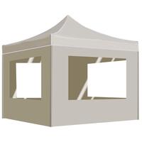 Foldbart festtelt med vægge aluminium 2 x 2 m cremefarvet