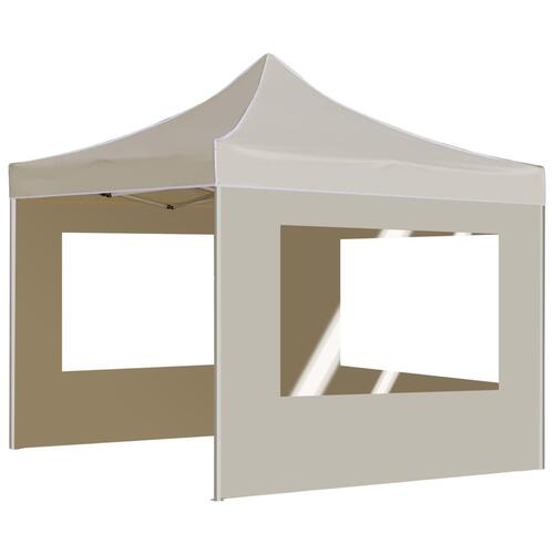 Foldbart festtelt med vægge aluminium 2 x 2 m cremefarvet