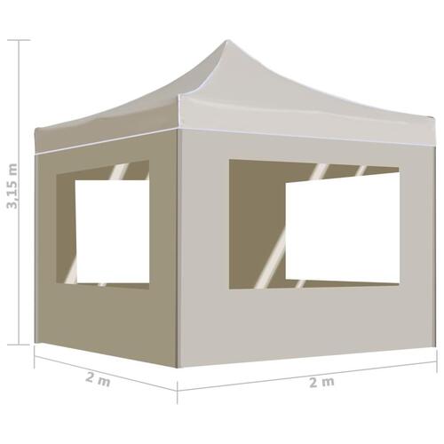Foldbart festtelt med vægge aluminium 2 x 2 m cremefarvet