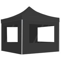 Foldbart festtelt med vægge aluminium 2 x 2 m antracitgrå