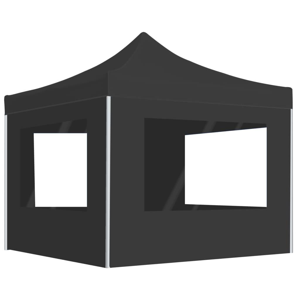 Foldbart festtelt med vægge aluminium 2 x 2 m antracitgrå