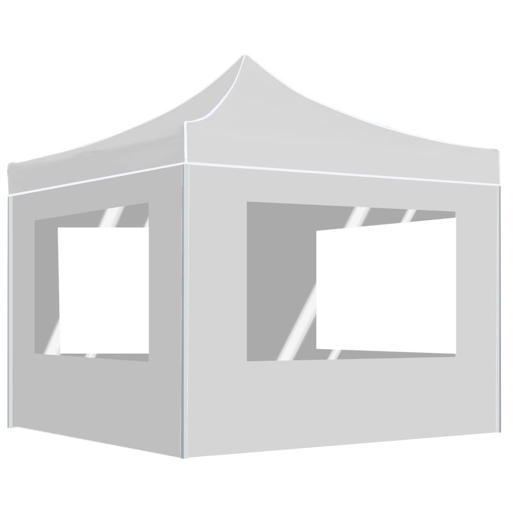 Foldbart festtelt med vægge aluminium 2 x 2 m hvid