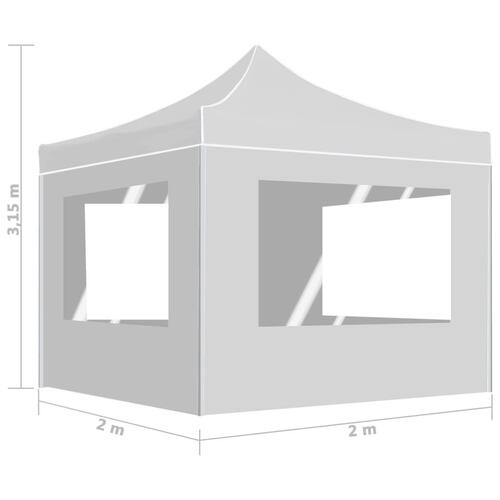 Foldbart festtelt med vægge aluminium 2 x 2 m hvid