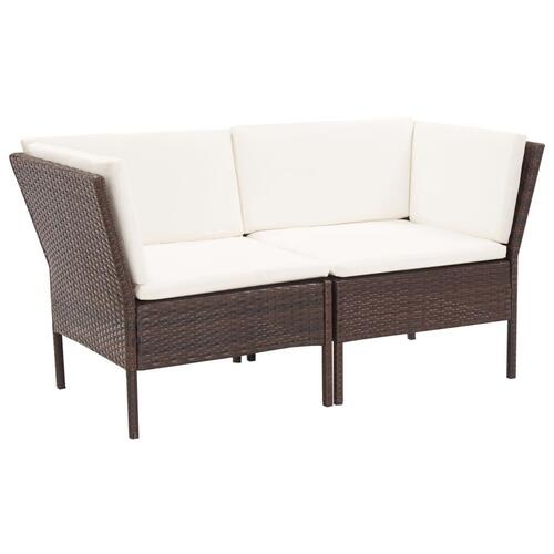 Haveloungesæt 6 dele med hynder polyrattan brun