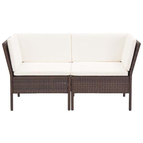 Haveloungesæt 6 dele med hynder polyrattan brun