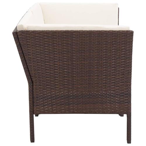 Haveloungesæt 6 dele med hynder polyrattan brun