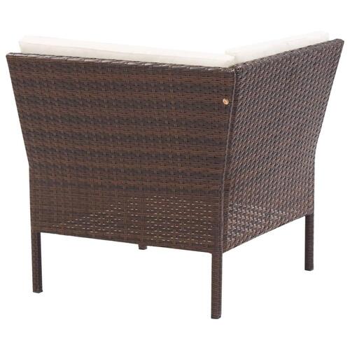 Haveloungesæt 6 dele med hynder polyrattan brun