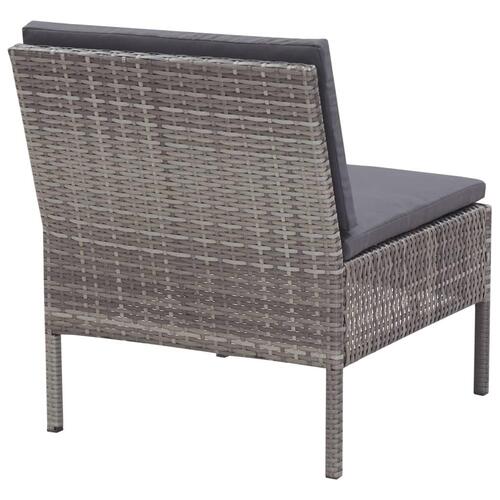 Havesofasæt 5 dele med hynder polyrattan grå