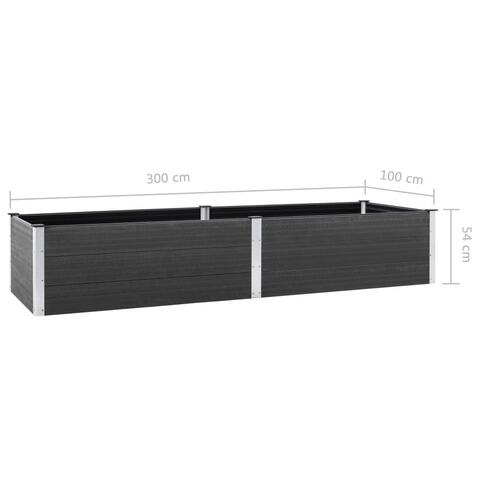Forhøjet plantekasse 300x100x54 cm WPC grå