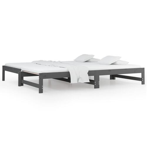 Daybed med udtræk 2x(90x200) cm massivt fyrretræ grå