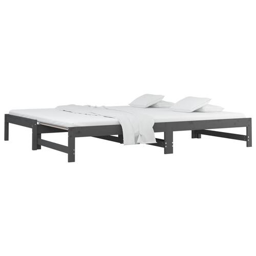 Daybed med udtræk 2x(90x200) cm massivt fyrretræ grå