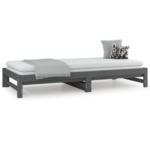 Daybed med udtræk 2x(90x200) cm massivt fyrretræ grå