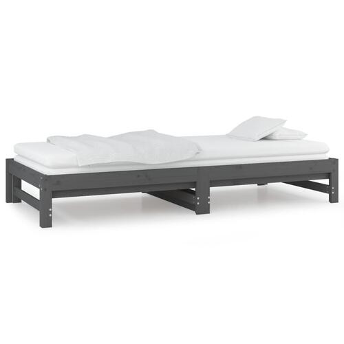 Daybed med udtræk 2x(90x200) cm massivt fyrretræ grå