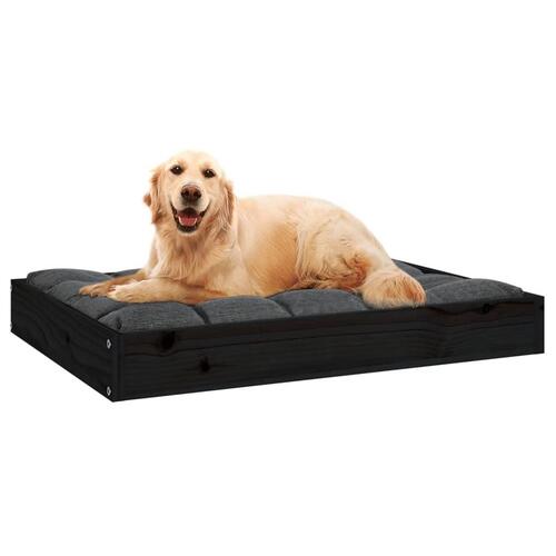 Hundeseng 71,5x54x9 cm massivt fyrretræ sort