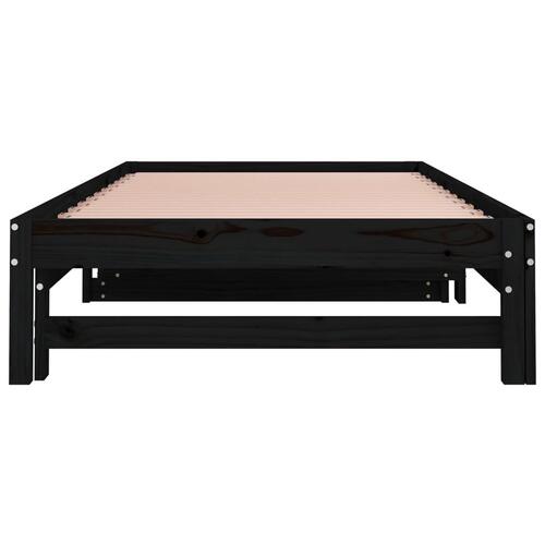 Daybed med udtræk 2x(90x200) cm massivt fyrretræ sort