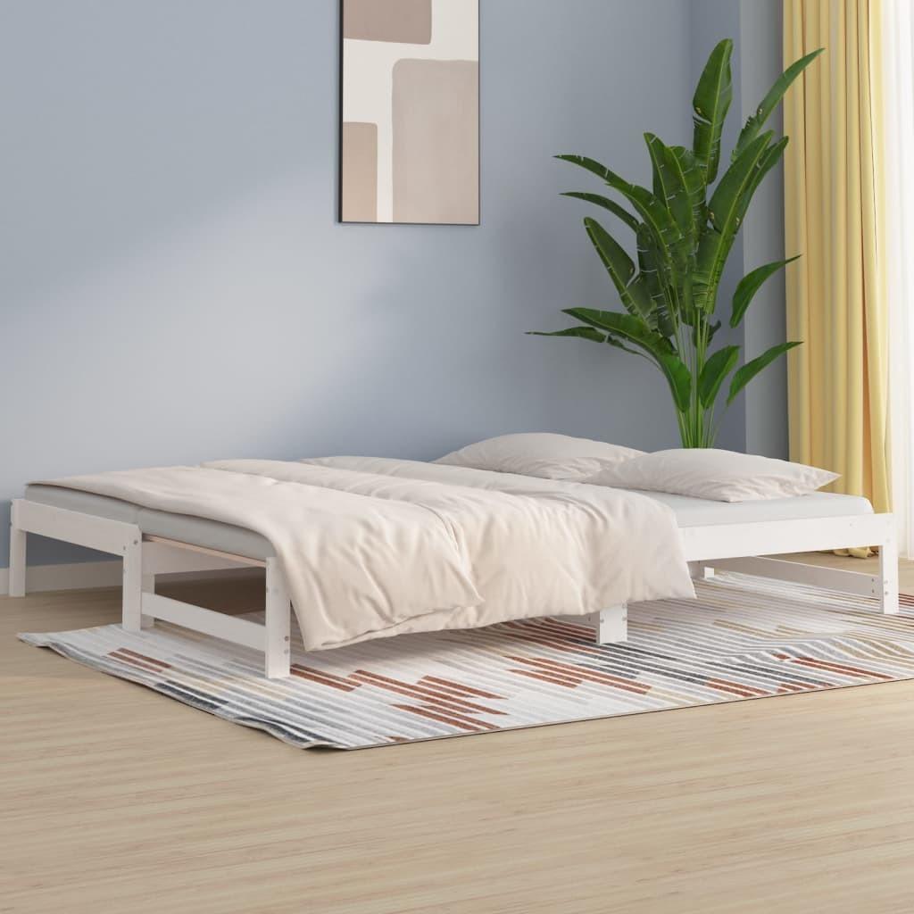 Daybed med udtræk 2x(80x200) cm massivt fyrretræ hvid