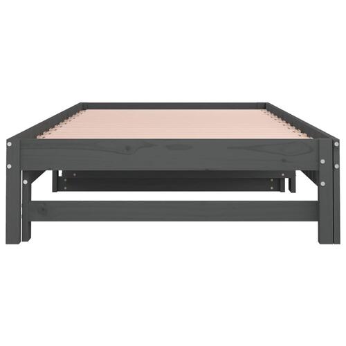 Daybed med udtræk 2x(80x200) cm massivt fyrretræ grå