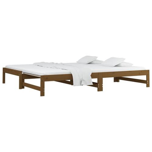 Daybed med udtræk 2x(80x200) cm massivt fyrretræ gyldenbrun