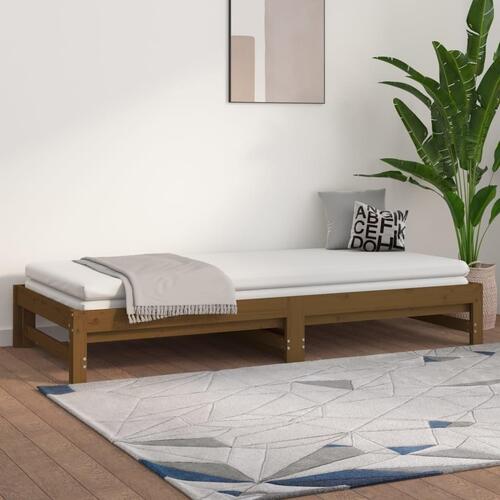Daybed med udtræk 2x(80x200) cm massivt fyrretræ gyldenbrun