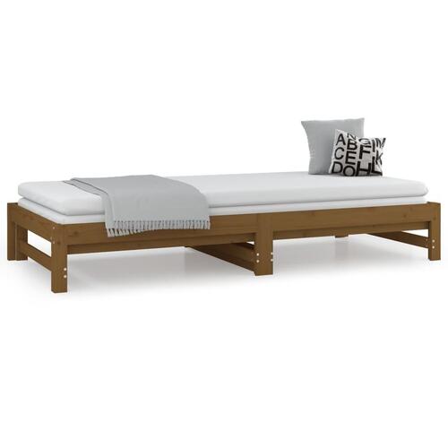Daybed med udtræk 2x(80x200) cm massivt fyrretræ gyldenbrun