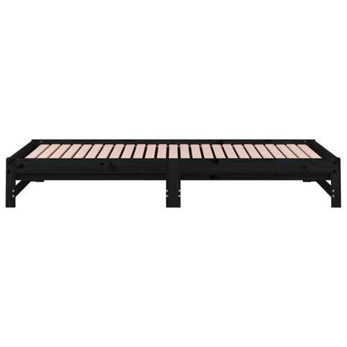 Daybed med udtræk 2x(80x200) cm massivt fyrretræ sort