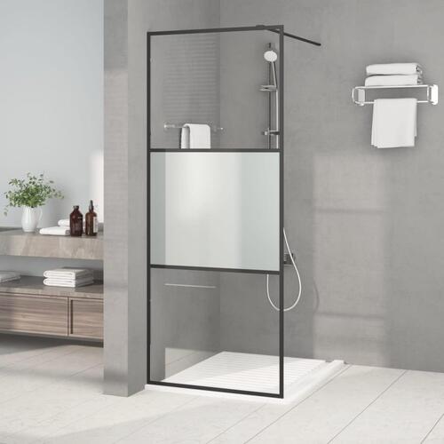 Brusevæg 80x195 cm halvmatteret sikkerhedsglas sort