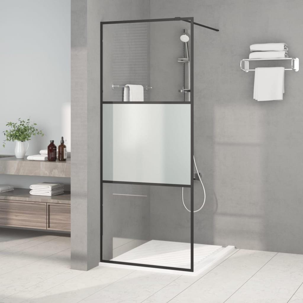 Brusevæg 80x195 cm halvmatteret sikkerhedsglas sort